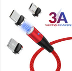 3 in 1 Magnetic Charging Cable  3A Fast Charge USB Cable